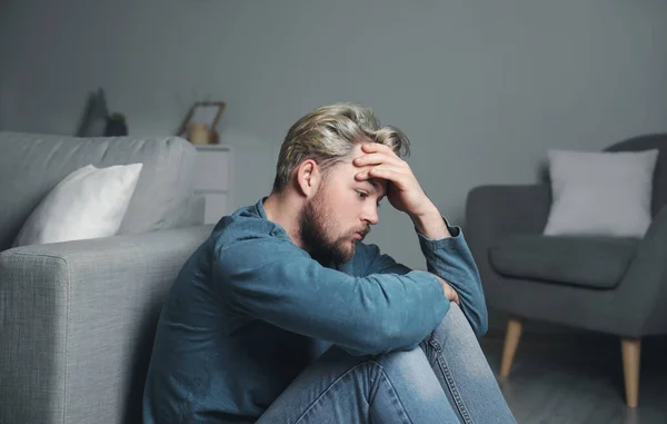 Depressed Young Man Home — Stock Photo, Image