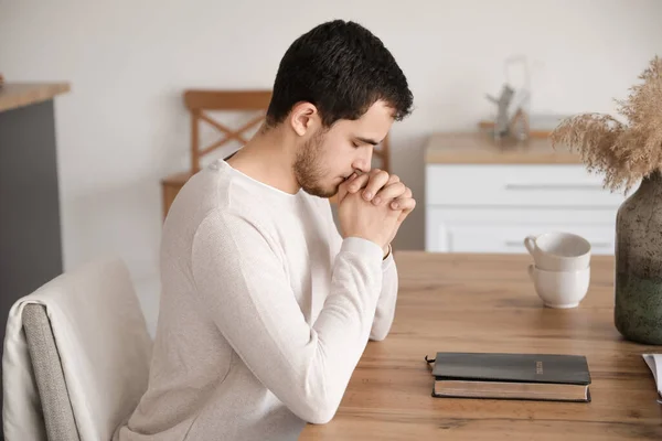 Praying Young Man Home — Stock Photo, Image
