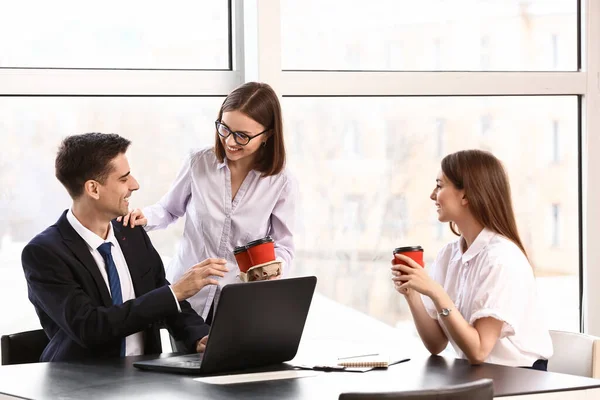 Business Colleagues Cups Coffee Office — Stock Photo, Image