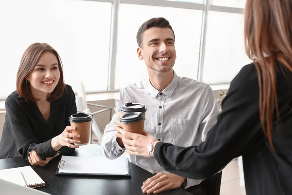 Business Colleagues Drinking Coffee Office — Stock Photo, Image
