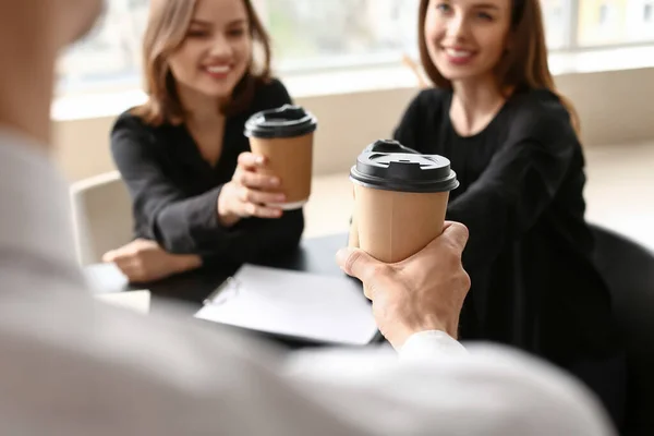 Business Colleagues Drinking Coffee Office — Stock Photo, Image