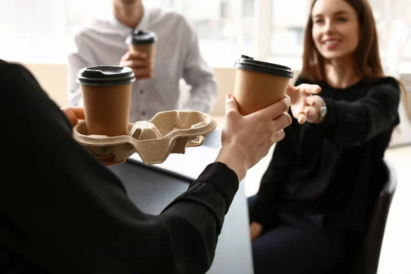 Business Colleagues Cups Coffee Office — Stock Photo, Image