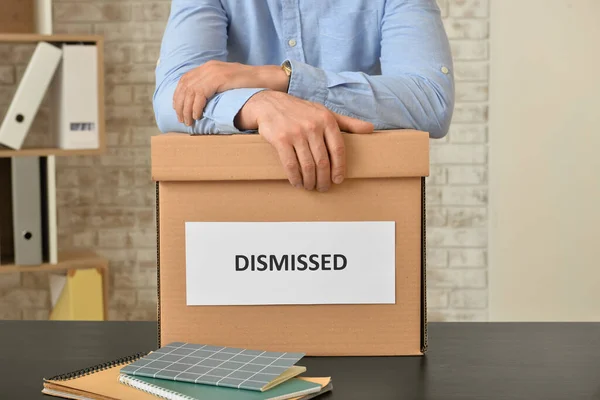 Man Box Word Dismissed Table Office — Stock Photo, Image