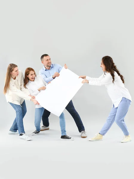 Group People Blank Poster Light Background — Stock Photo, Image