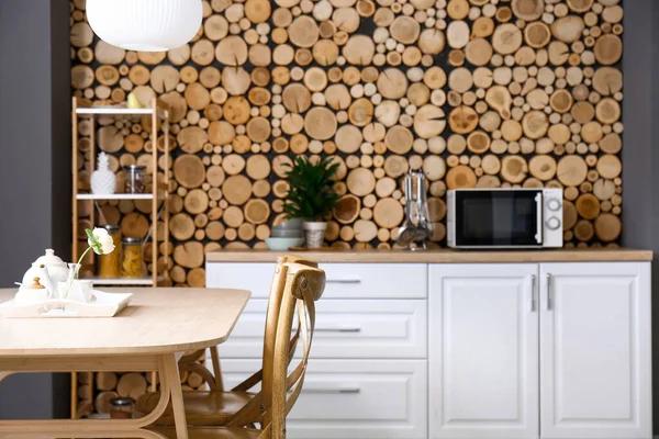 Interieur Der Stilvollen Küche Mit Esstisch — Stockfoto