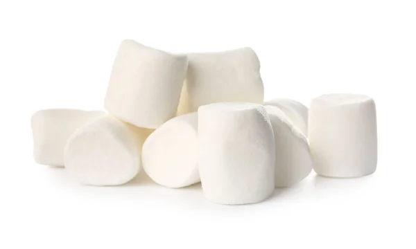 白色背景的棉花糖大堆 — 图库照片