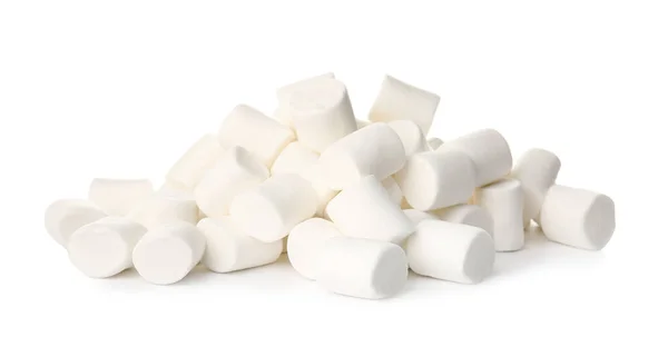 Heap Välsmakande Marshmallows Vit Bakgrund — Stockfoto