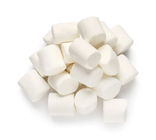 Heap Van Smakelijke Marshmallows Witte Achtergrond — Stockfoto