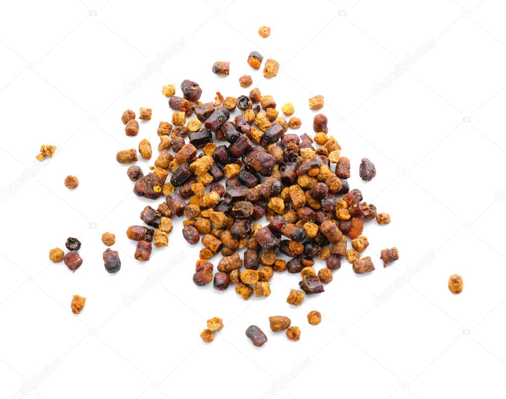 Heap of beebread on white background
