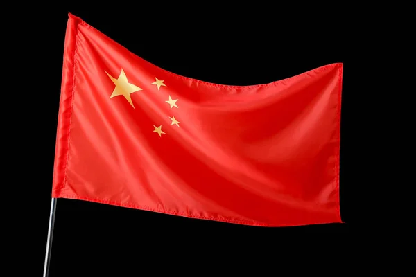 Εθνική Σημαία Της Λαϊκής Δημοκρατίας Της Κίνας Μαύρο Φόντο — Φωτογραφία Αρχείου