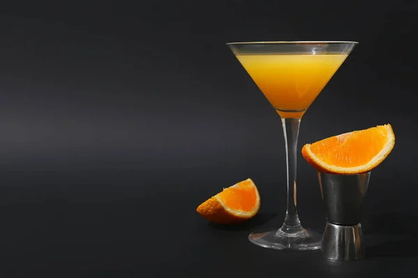 Glass Orange Gin Tonic Dark Background — 스톡 사진