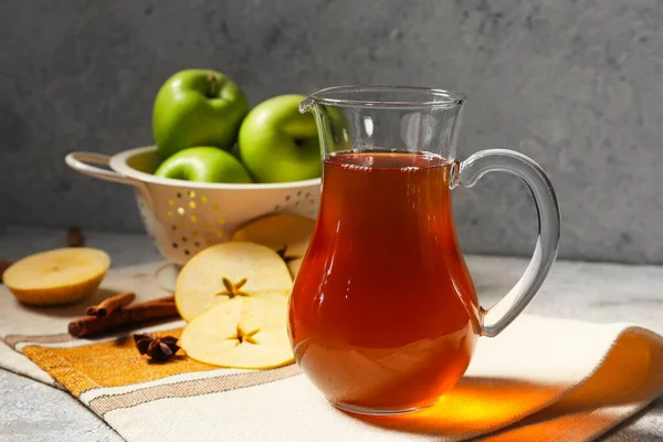 Jug Apple Juice Table — Stock Photo, Image