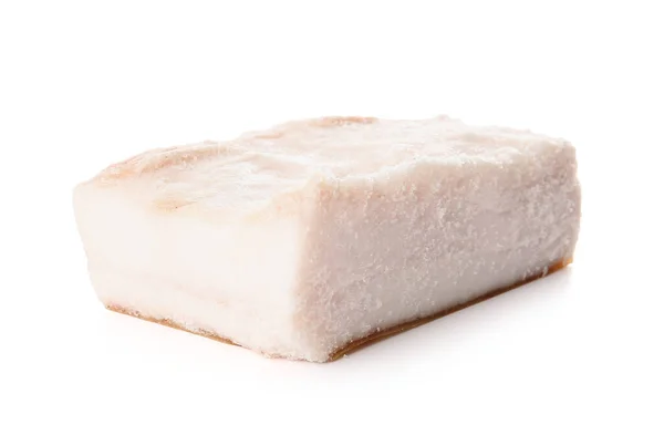 Piece Salted Lard White Background — Stock Photo, Image