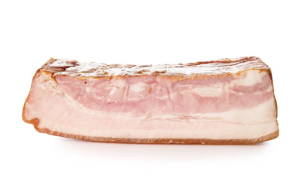 Smaklig Rökt Bacon Vit Bakgrund — Stockfoto