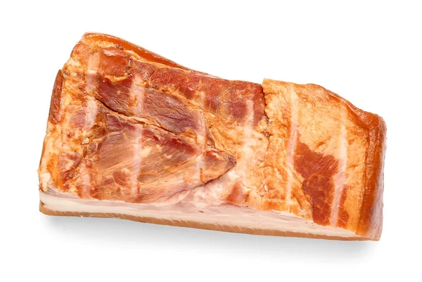 Bacon Defumado Saboroso Fundo Branco — Fotografia de Stock