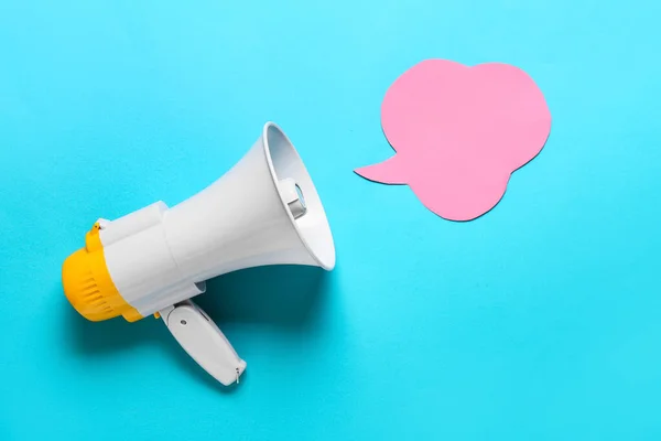 Modern Megaphone Speech Bubble Color Background — Stock Photo, Image