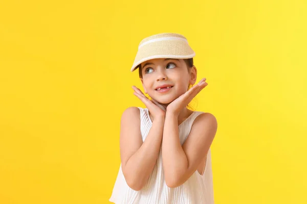 Cute Little Girl Color Background — Stock Photo, Image