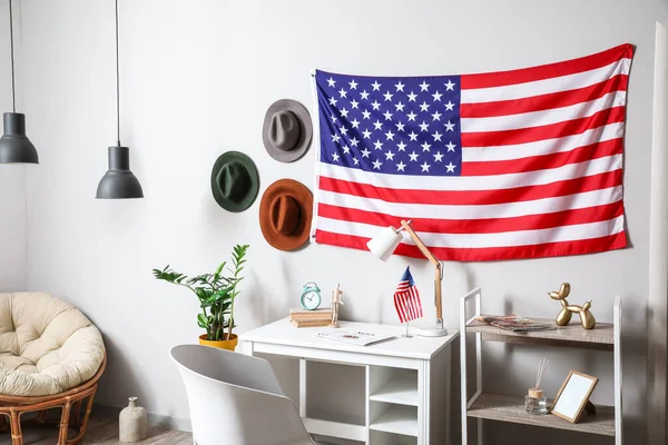 Usa Flags Interior Stylish Room — Stock Photo, Image