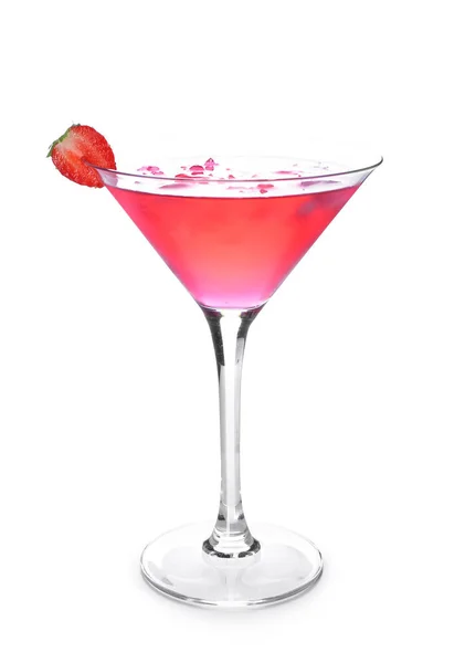 Bicchiere Gustoso Cocktail Cosmopolita Sfondo Bianco — Foto Stock