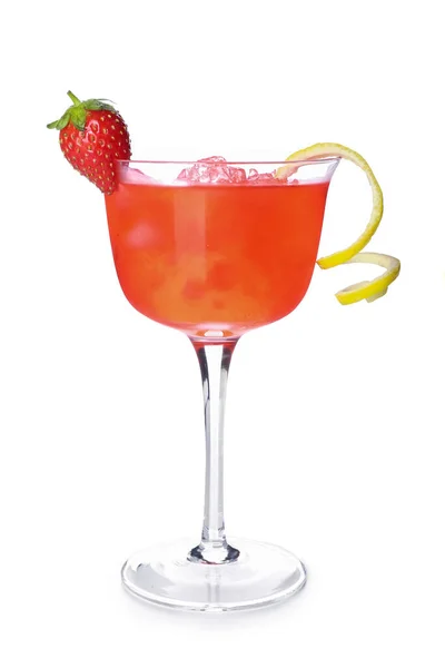 Glas Smakelijke Kosmopolitische Cocktail Witte Achtergrond — Stockfoto