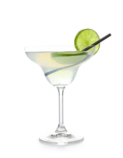Glass Tasty Margarita Cocktail White Background Royalty Free Stock Images