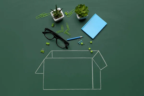 Drawn Box Personal Stuff Color Background Concept Dismissal — Stock Photo, Image