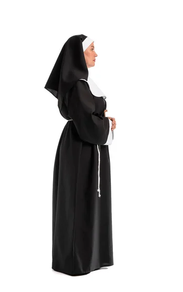 Mature Nun White Background — Stock Photo, Image