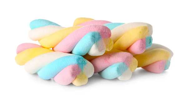 Lekkere Marshmallows Witte Achtergrond — Stockfoto