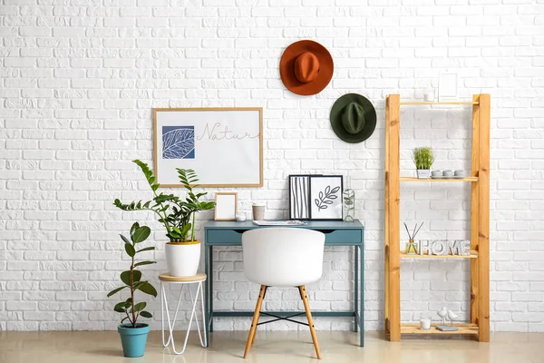 Interior Modern Room Comfortable Workplace Shelf Unit — Stock Photo, Image