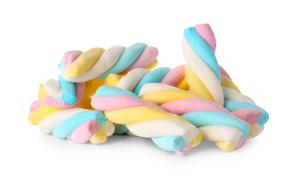 Marshmallows Saborosos Fundo Branco — Fotografia de Stock