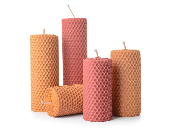 Wax Candles White Background — Stock Photo, Image