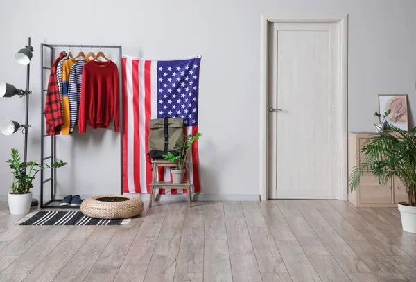 Interior Stylish Hallway Usa Flag — Stock Photo, Image