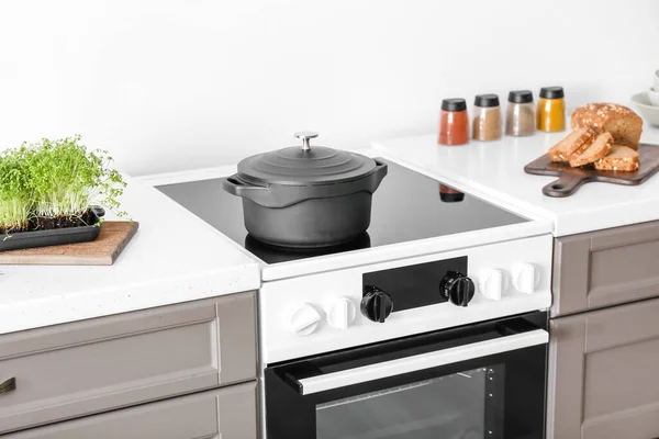 Kookpot Elektrisch Fornuis Keuken — Stockfoto