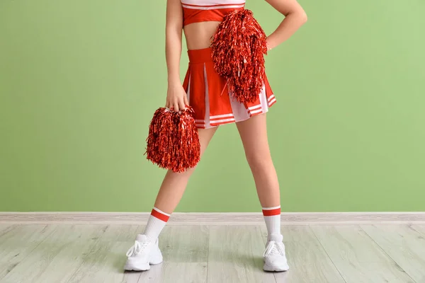 Beautiful Cheerleader Color Wall — Stock Photo, Image