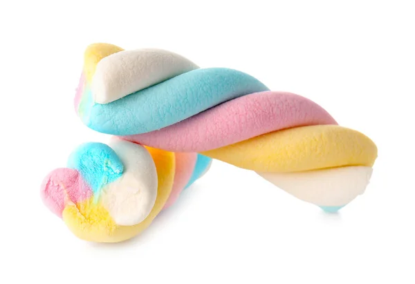 Marshmallows Saborosos Fundo Branco — Fotografia de Stock