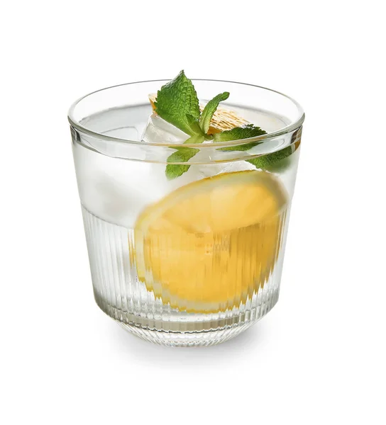 Vidro Gin Frio Tônico Fundo Branco — Fotografia de Stock