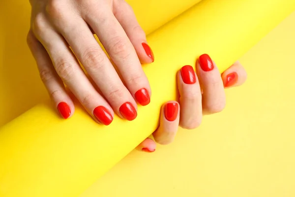 Woman Beautiful Manicure Color Background — Stock Photo, Image