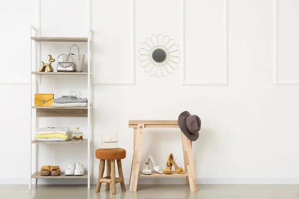 Interior Stylish Hallway Modern Shelf Unit — Stock Photo, Image
