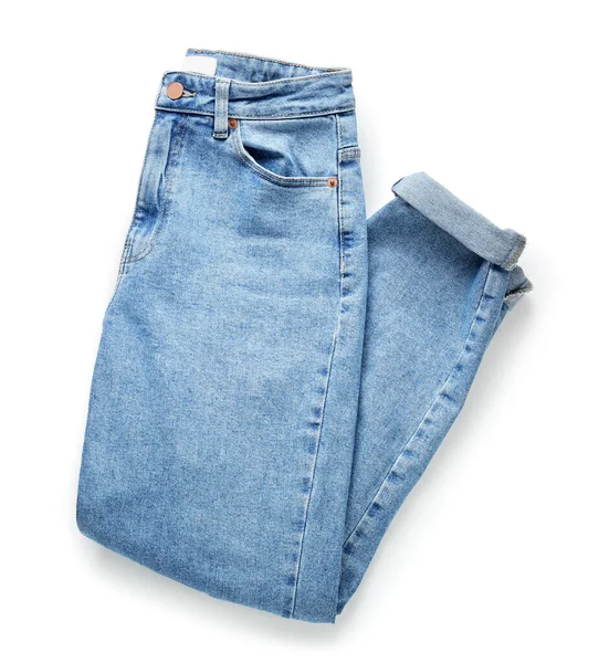 Snygga Jeans Vit Bakgrund — Stockfoto