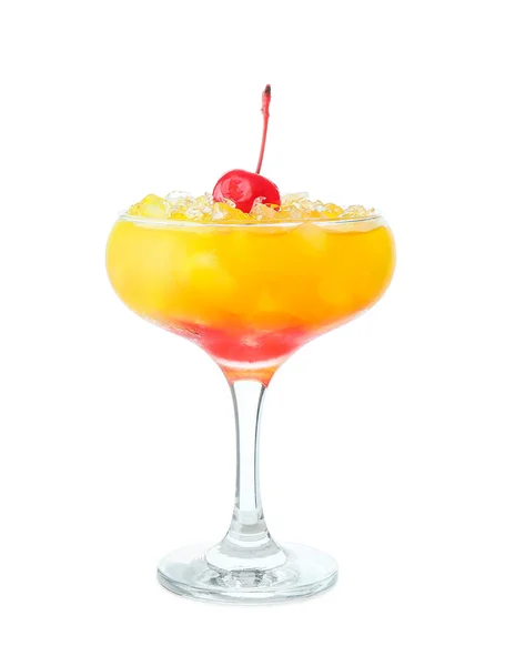 Glas Lekkere Tequila Sunrise Cocktail Witte Achtergrond — Stockfoto