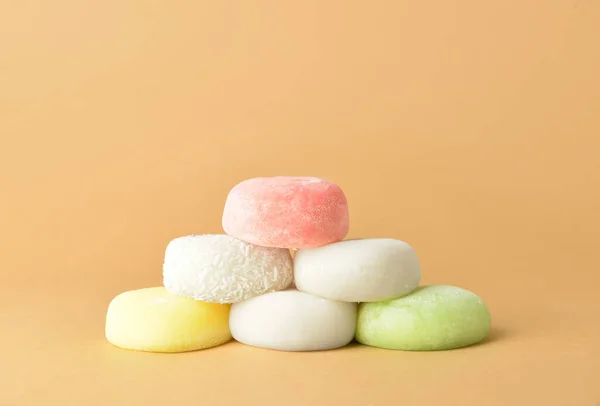 Tasty Japanese Mochi Color Background — Stock Photo, Image