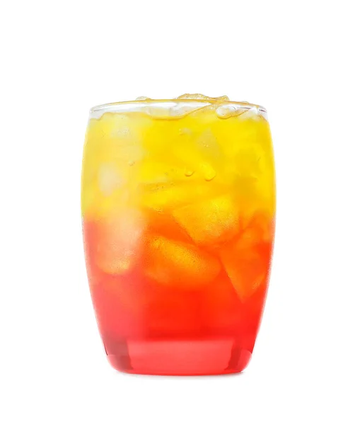 Verre Savoureux Cocktail Tequila Sunrise Sur Fond Blanc — Photo