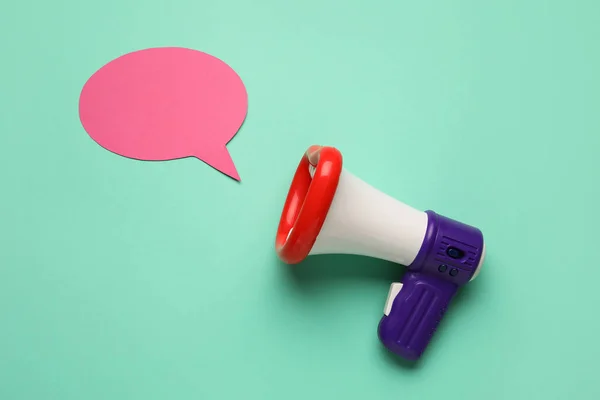 Toy Megaphone Speech Bubble Color Background — Stock Photo, Image