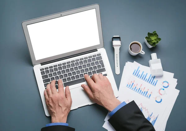 Businessman Working Laptop Office — Stock Photo, Image