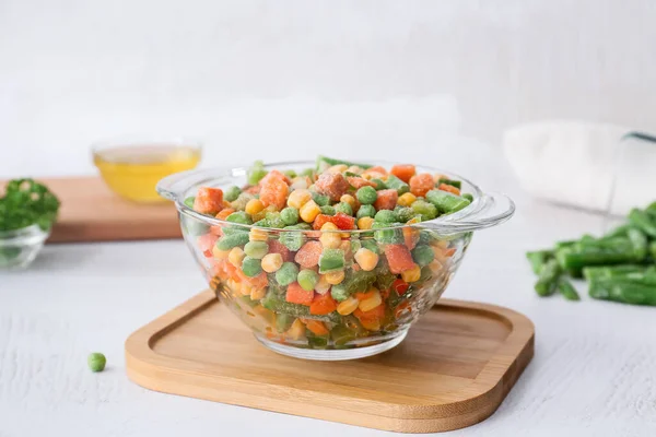 Bowl Different Frozen Vegetables Table — Stock Photo, Image