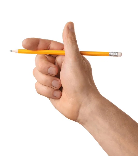 白い背景の鉛筆を持つ男 — ストック写真