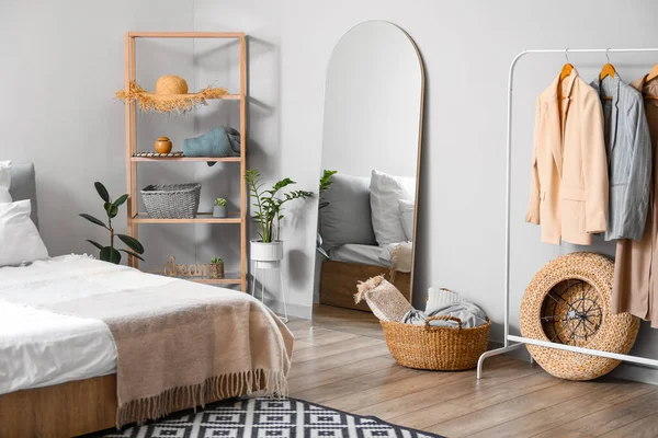 Interior Stylish Bedroom Mirror — Stock Photo, Image