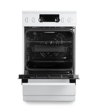 Beyaz arka plan üzerinde modern elektrikli fırın