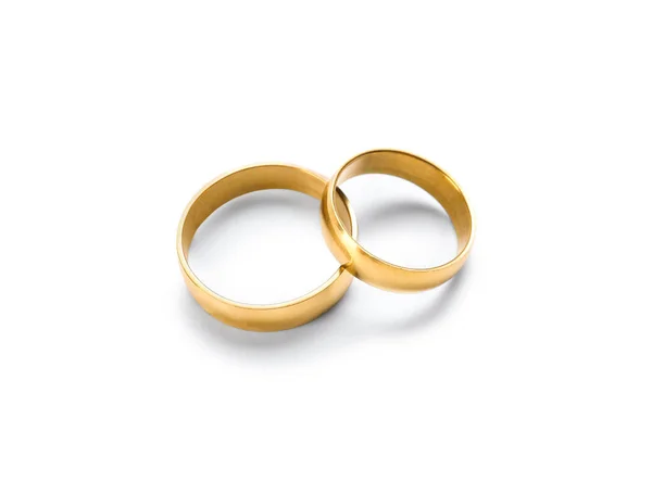 Dvojice Snubních Prstenů Bílém Pozadí — Stock fotografie