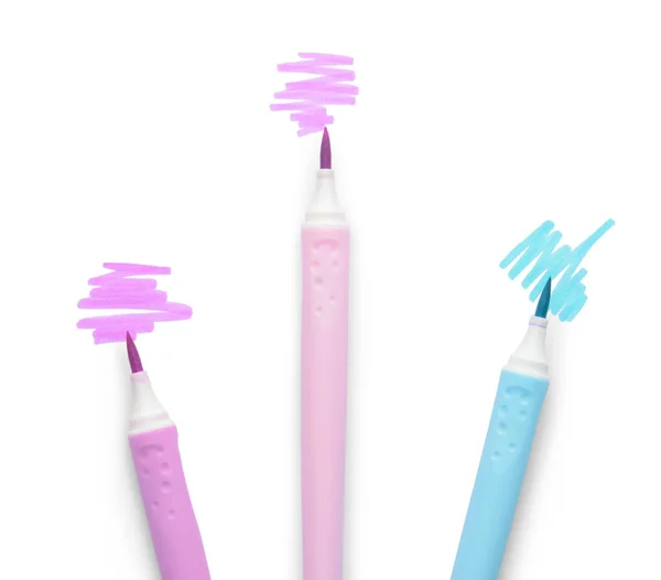 Felt Tip Pens Strokes White Background — Stock Photo, Image